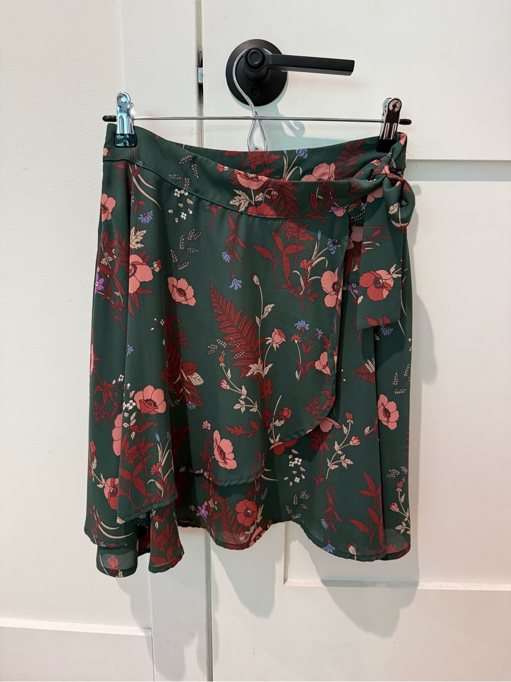 Francesca's Blue Rain Floral Wrap Skirt